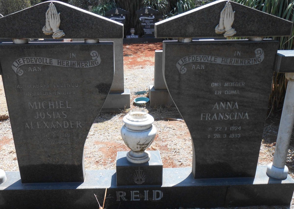 REID Michiel Josias Alexander 1919-1980 &amp; Anna Franscina 1924-1993