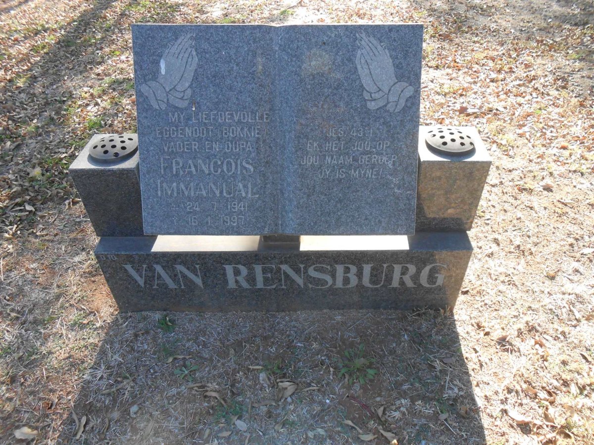RENSBURG Francois Immanual, van 1941-1997