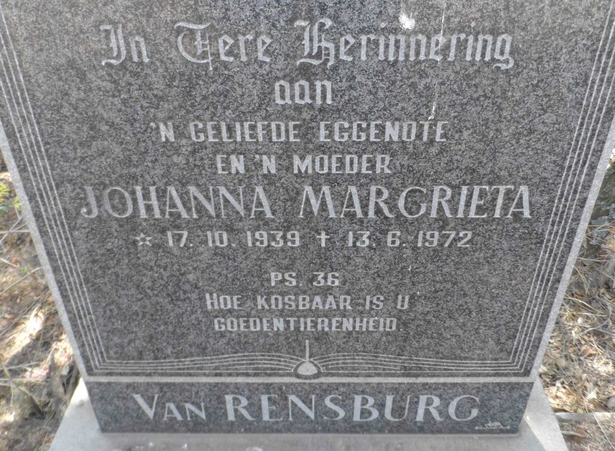 RENSBURG Johanna Magrieta, van 1939-1972
