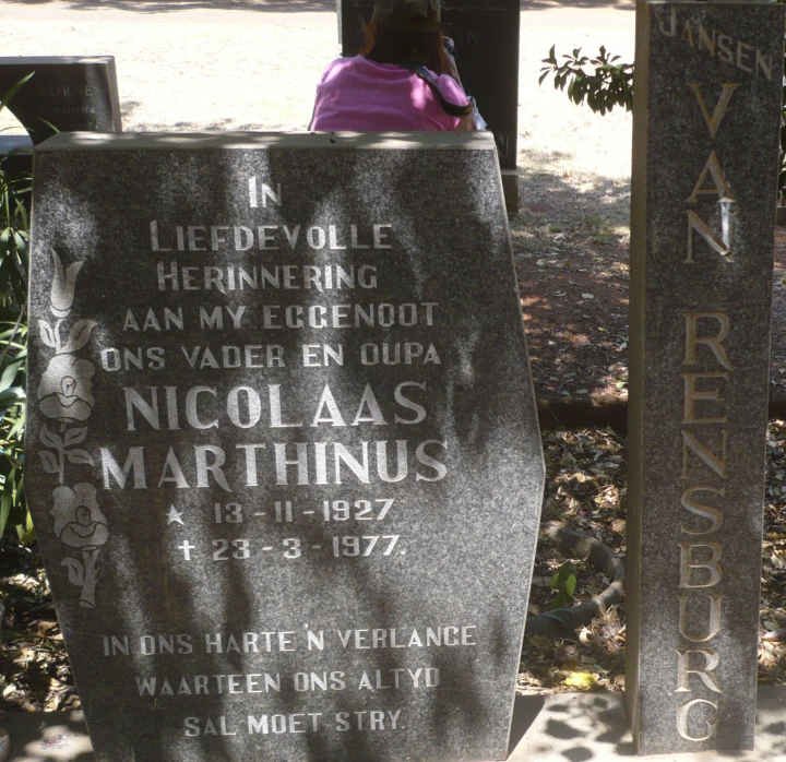 RENSBURG Nicolaas Marthinus, van 1927-1977