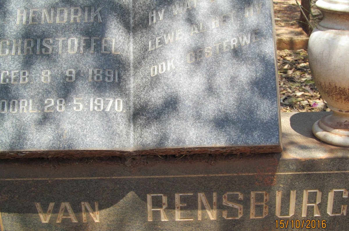 RENSBURG Hendrik Christoffel, van 1891-1970