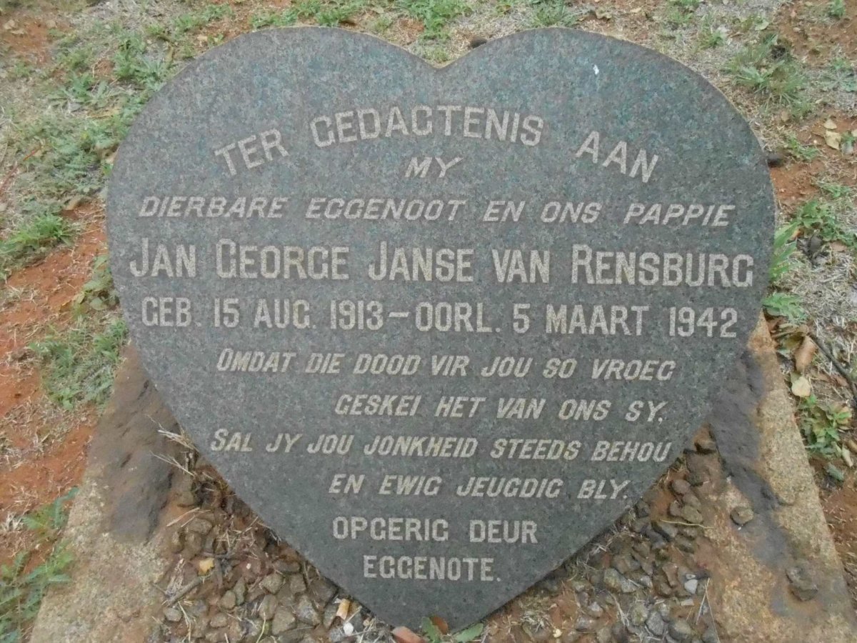 RENSBURG Jan George, Janse van 1913-1942
