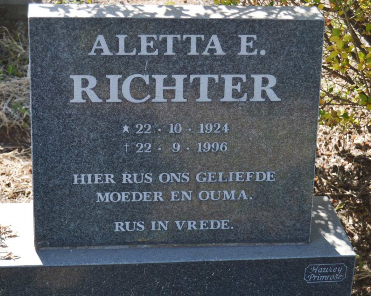 RICHTER Aletta E. 1924-1996