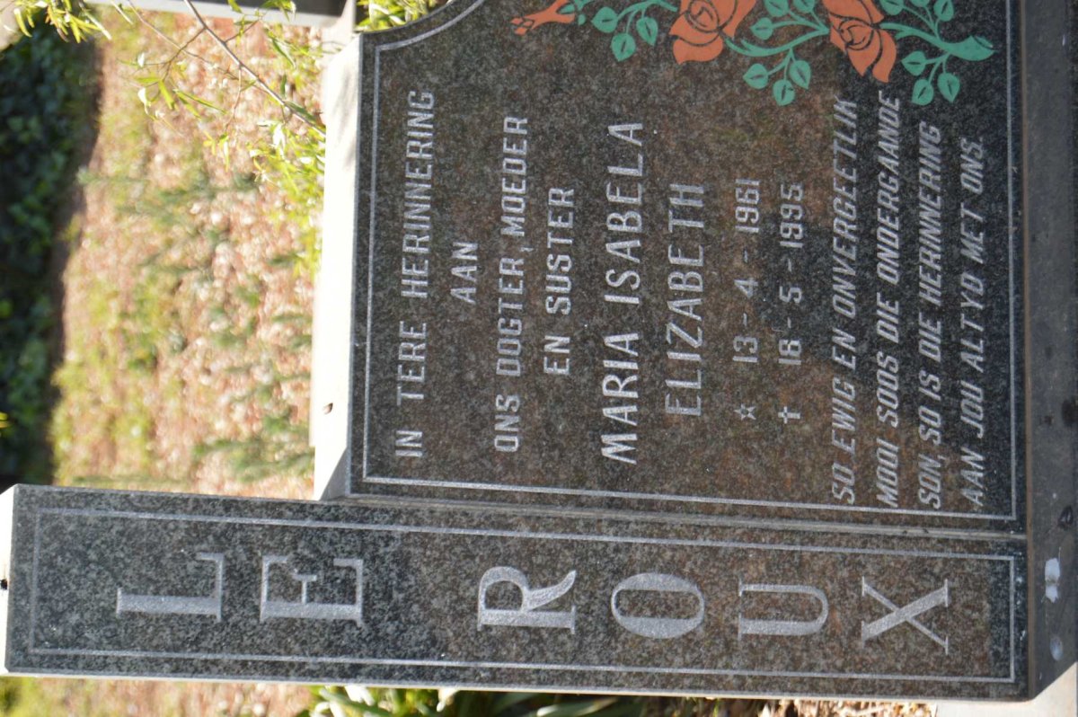 ROUX Maria Isabela Elizabeth, le 1961-1995