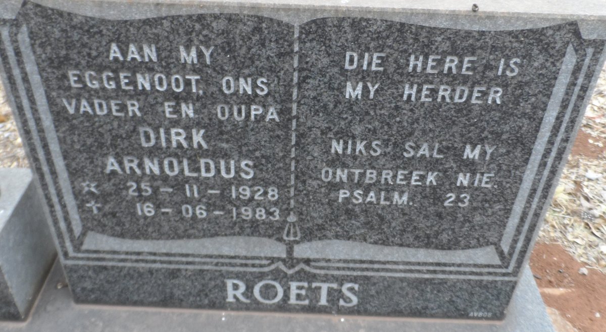 ROETS Dirk Arnoldus 1928-1983