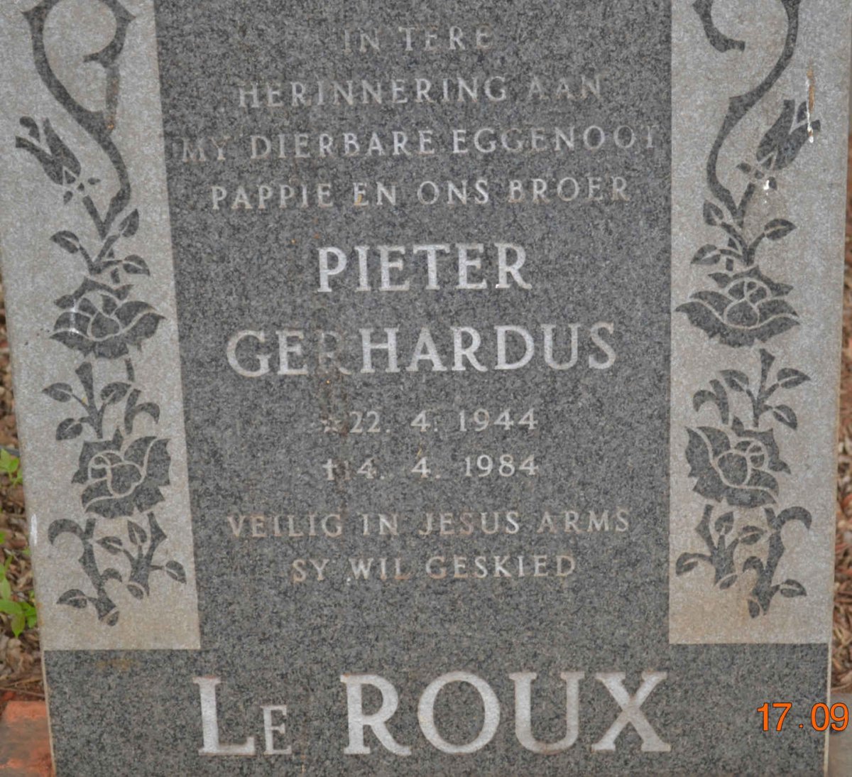 ROUX Pieter Gerhardus, le 1944-1984