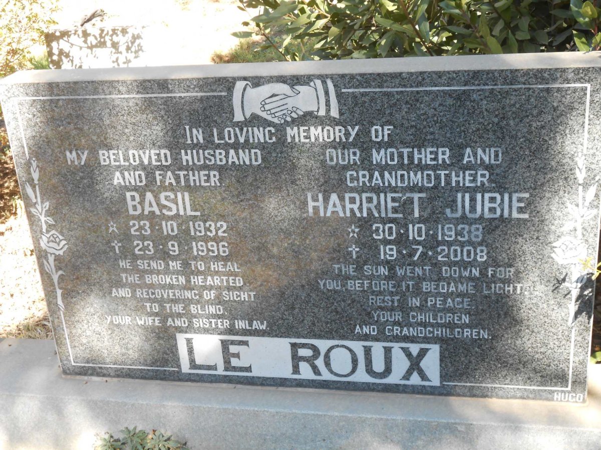 ROUX Basil, le 1932-1996 &amp; Harriet Jubie 1938-2008