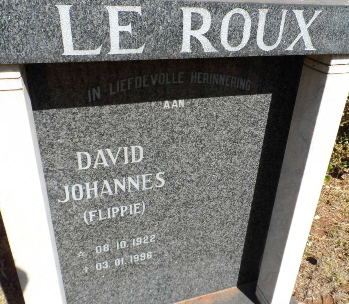 ROUX David Johannes, le 1922-1996