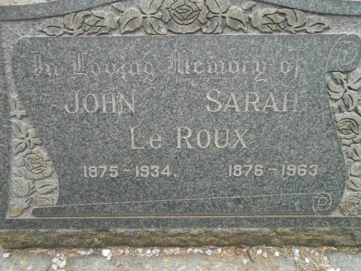 ROUX John, le 1875-1934 &amp; Sarah 1876-1963
