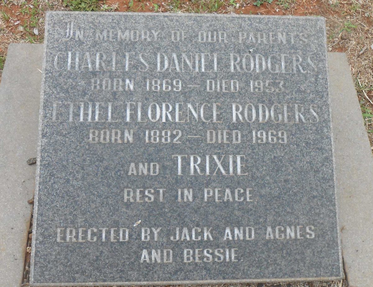 RODGERS Charles Daniel 1869-1953 &amp; Ethel Florence 1882-1969