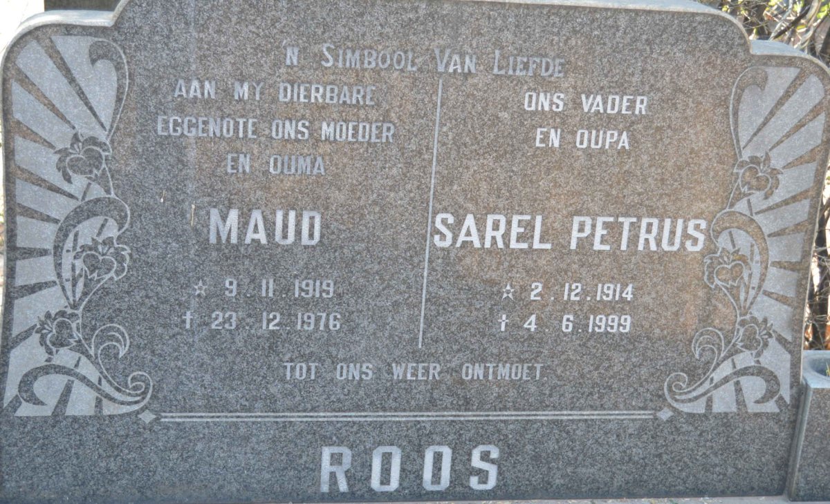 ROOS Sarel Petrus 1914-1999 &amp; Maud 1919-1976