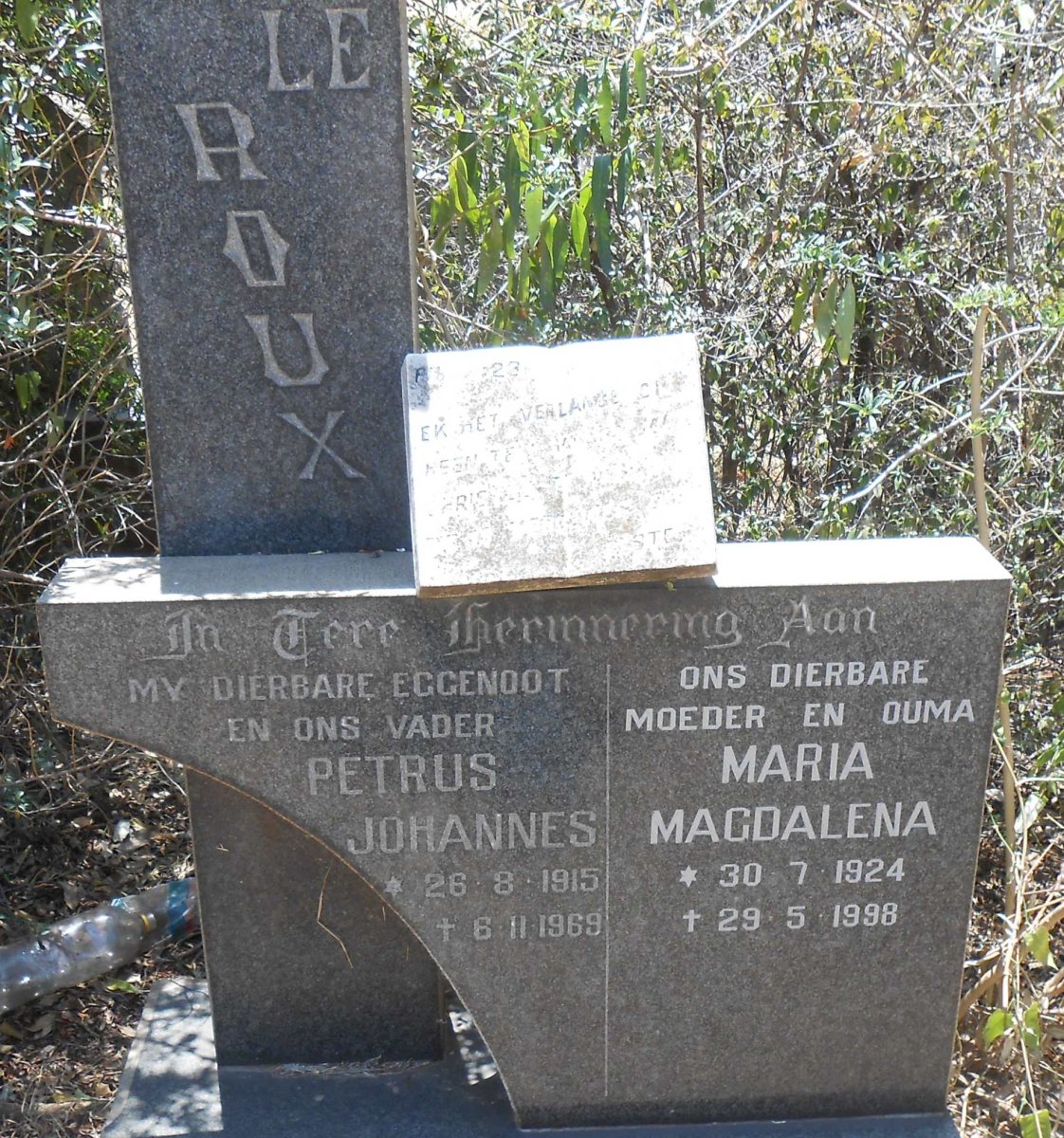 ROUX Petrus Johannes, le 1915-1969 &amp; Maria Magdalena 1924-1998