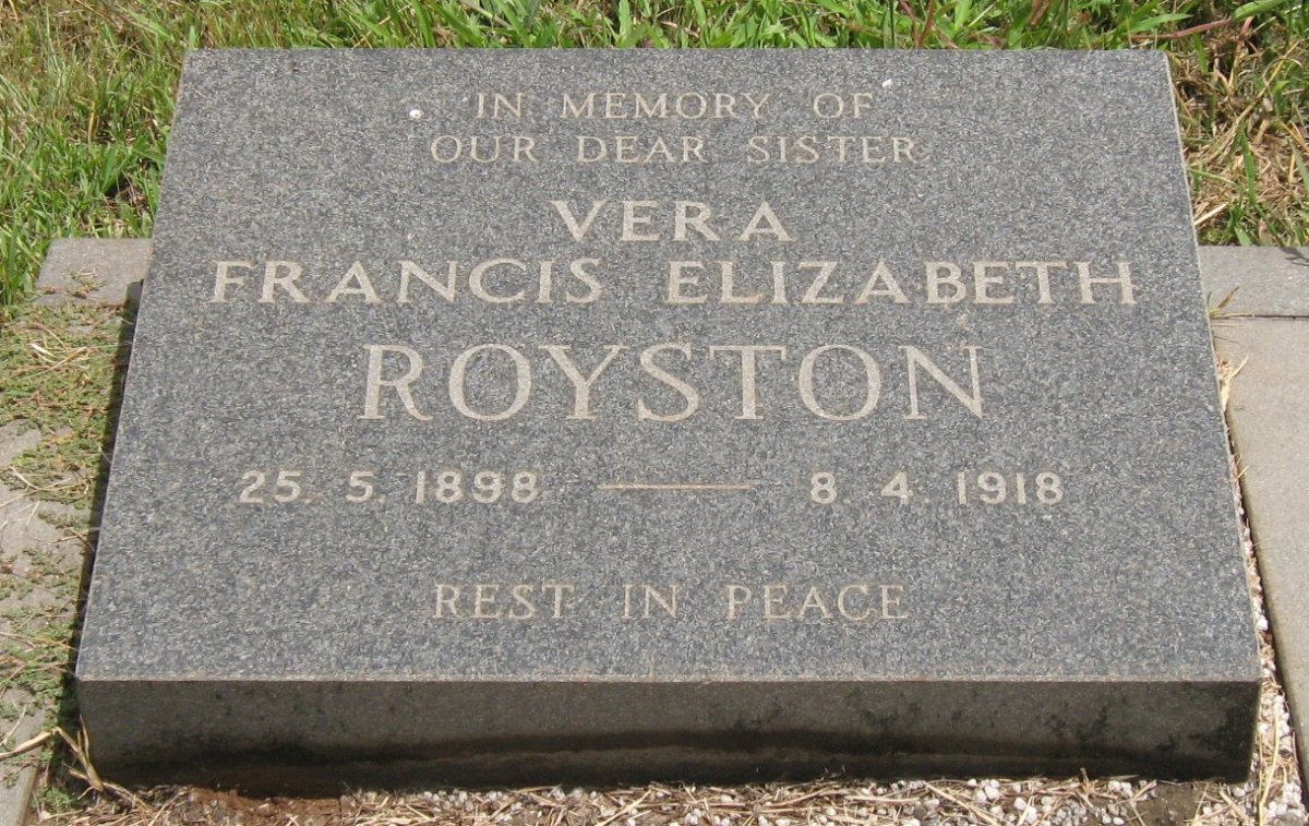 ROYSTON Vera Francis Elizabeth 1898-1918
