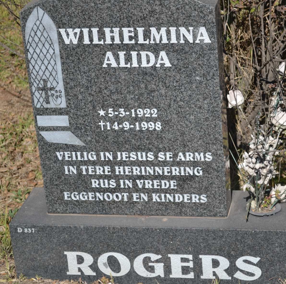 ROGERS Wilhelmina Alida 1922-1998