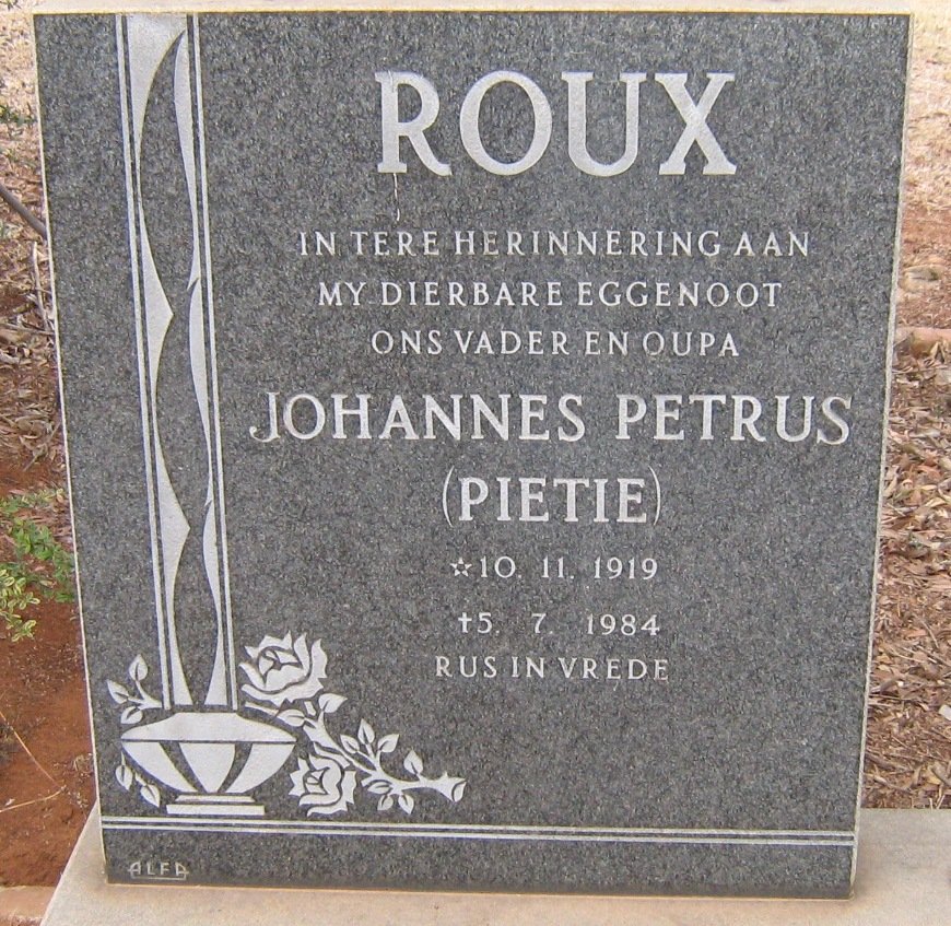 ROUX Johannes Petrus 1919-1984