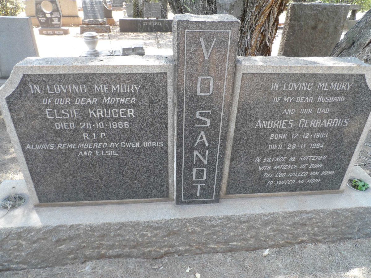 SANDT Andries Gerhardus, van der 1909-1964 &amp; Elsie KRUGER -1966