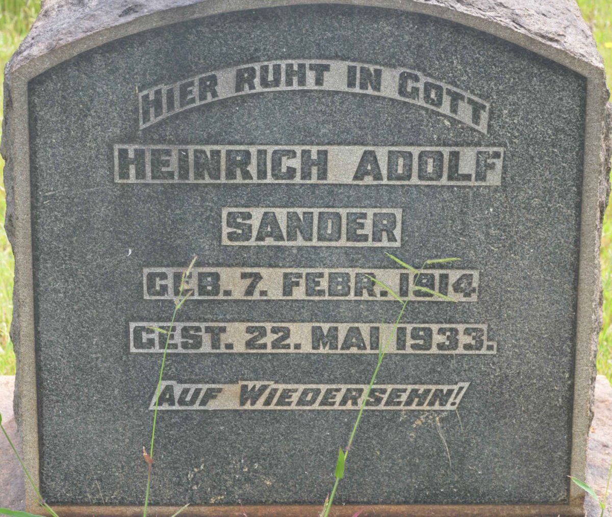 SANDER Heinrich Adolf 1914-1933