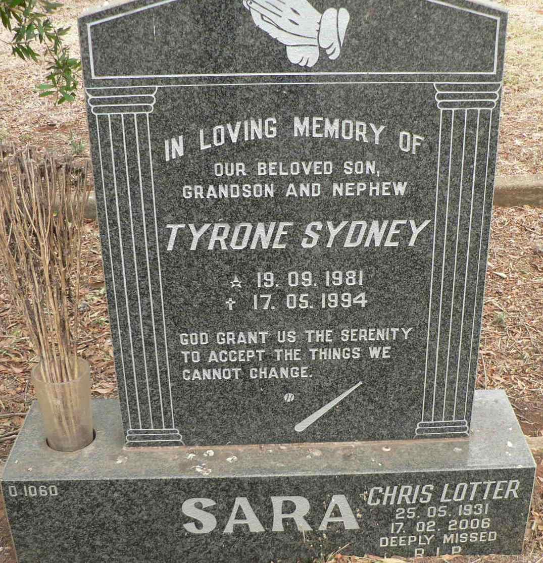 SARA Tyrone Sydney 1981-1994 :: LOTTER Chris 1931-2006