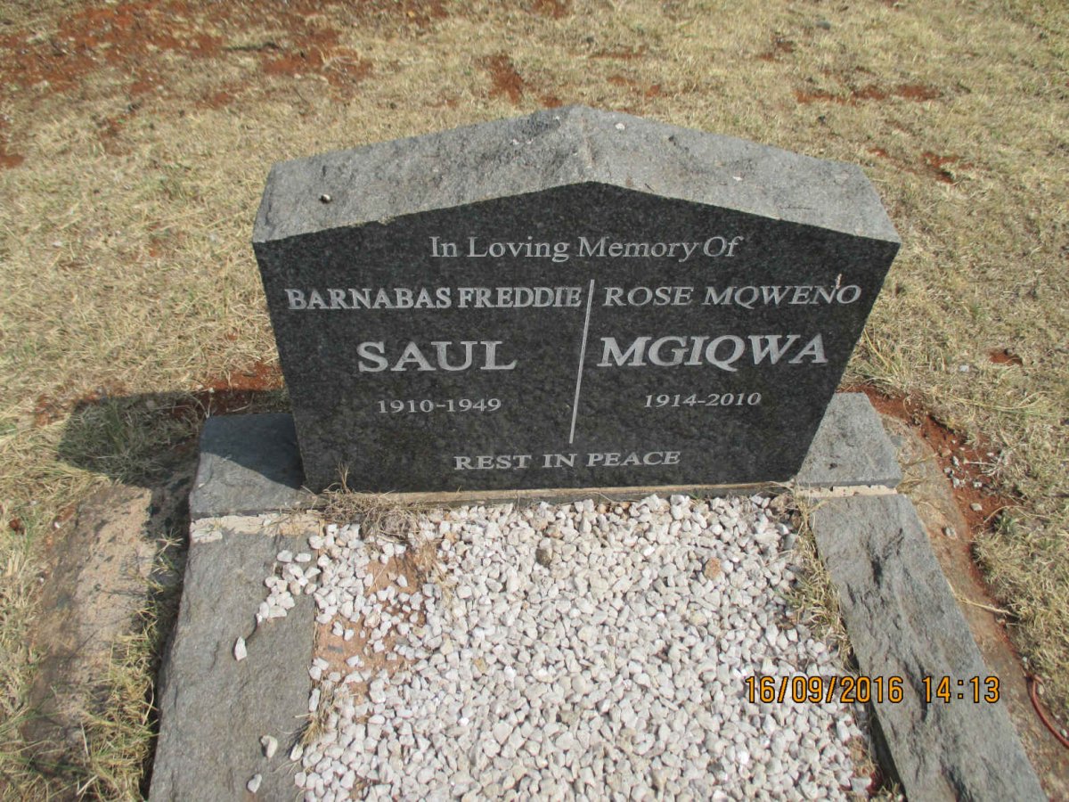 SAUL Barnabas Freddie 1910-1949 ::  MGIQWA Rose Mqweno 1914-2010