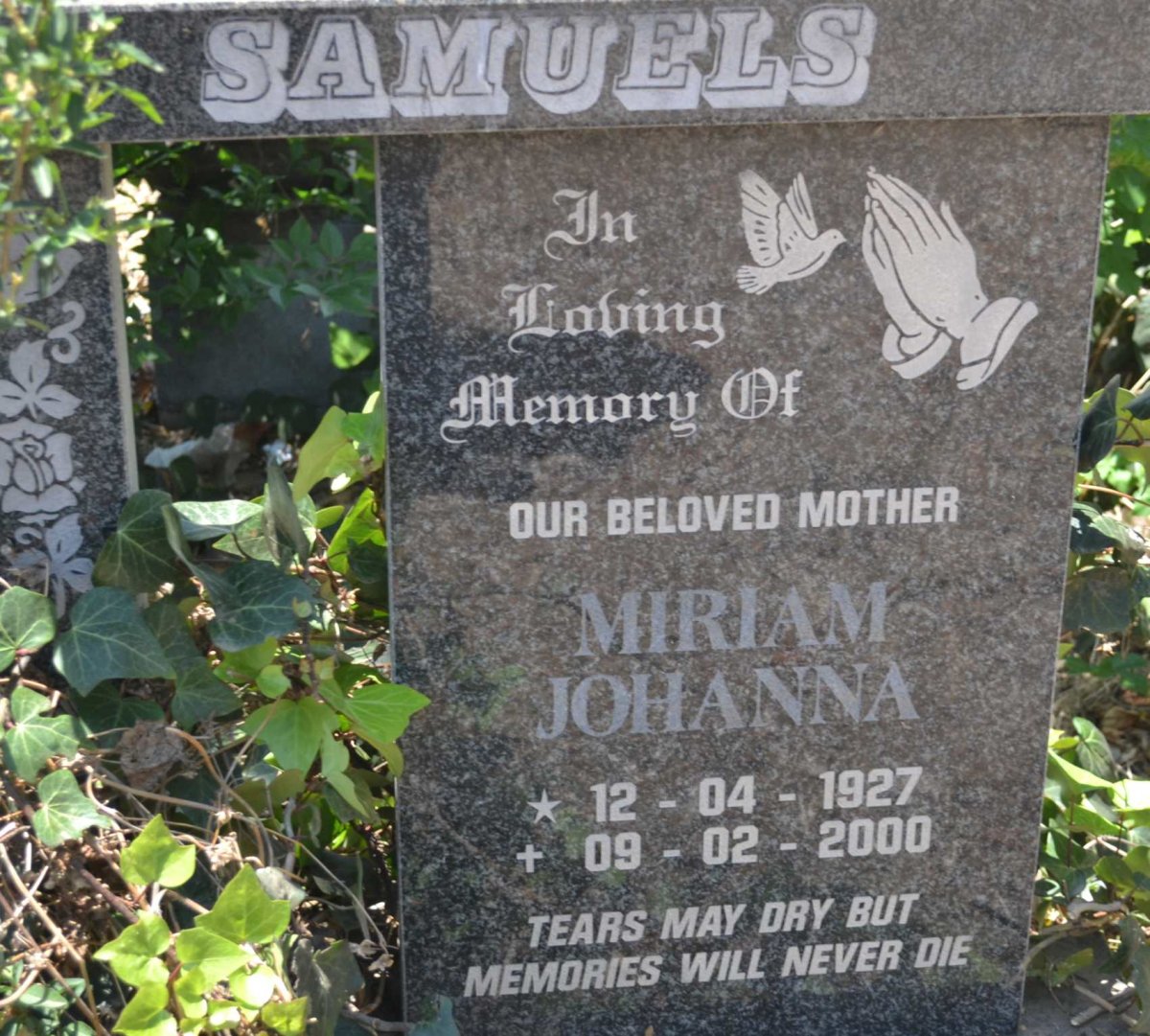 SAMUELS Miriam Johanna 1927-2000