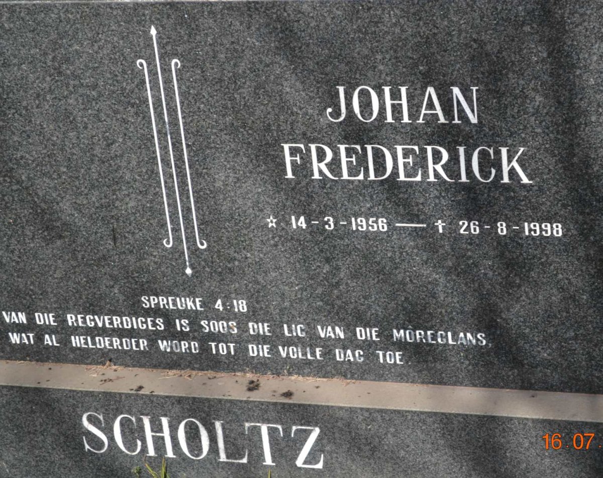SCHOLTZ Johan Frederick 1956-1998