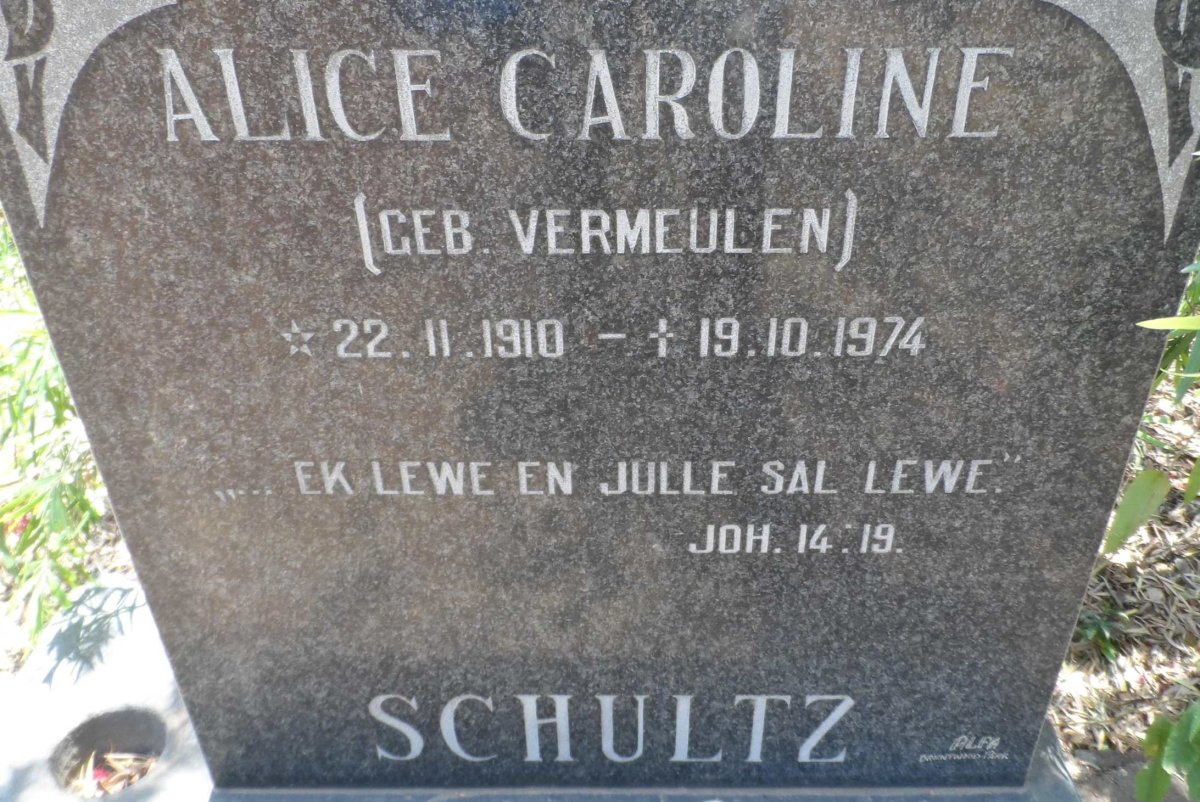 SCHULTZ Alice Caroline 1910-1974