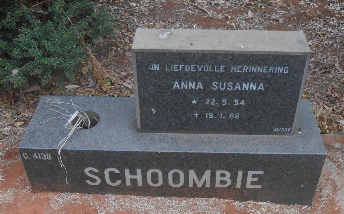 SCHOOMBIE Anna Susanna 1954-1986