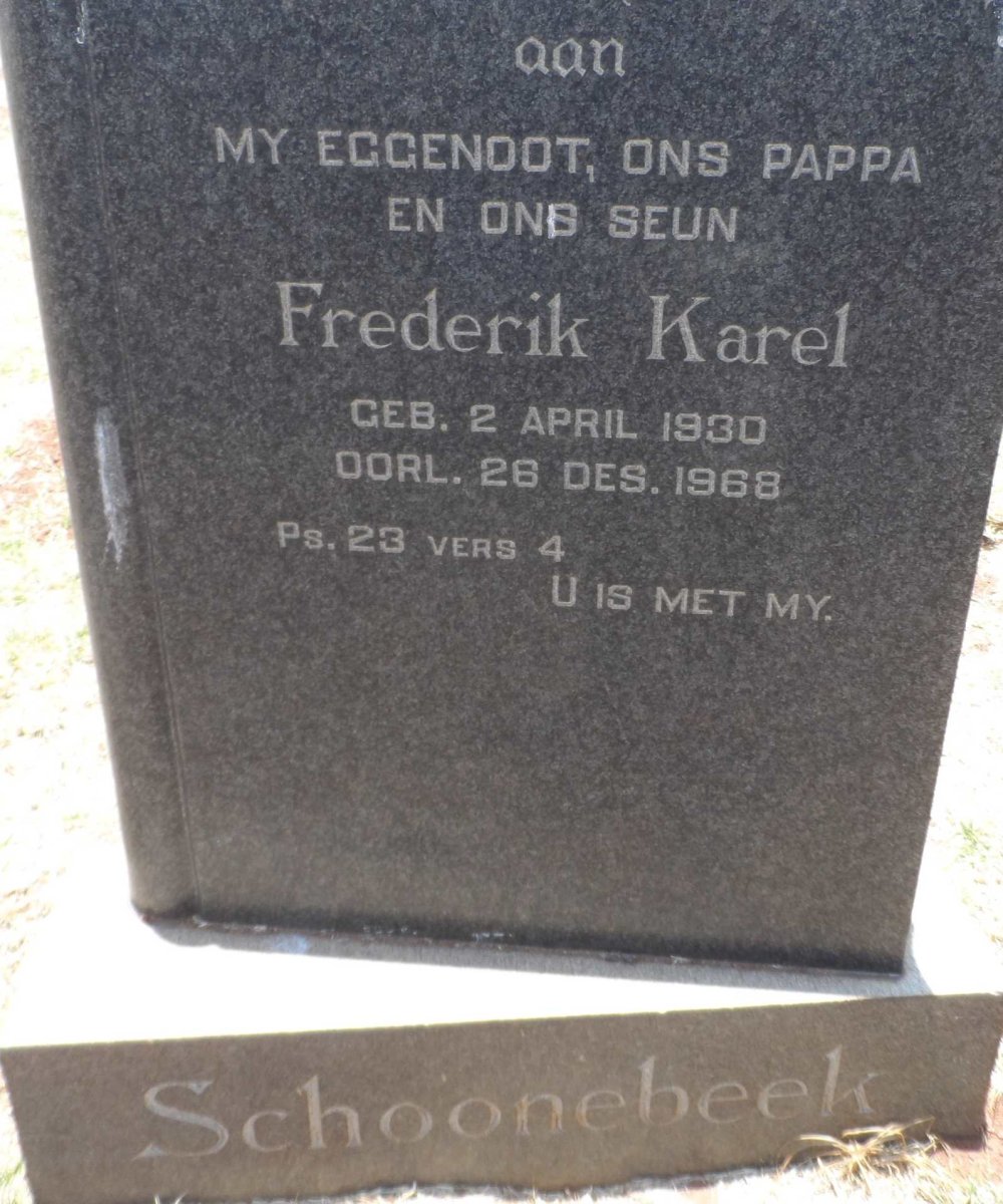 SCHOONEBEEK Frederik Karel 1930-1968