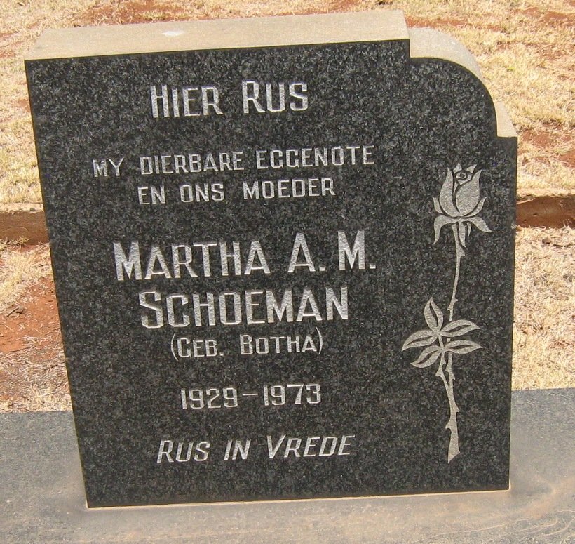 SCHOEMAN Martha A. M. Botha 1929-1973