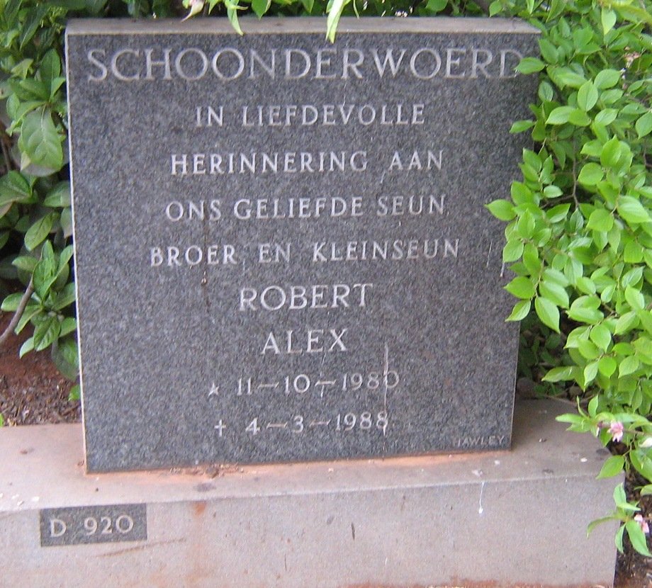 SCHOONDERWOED Robert Alex 1980-1988