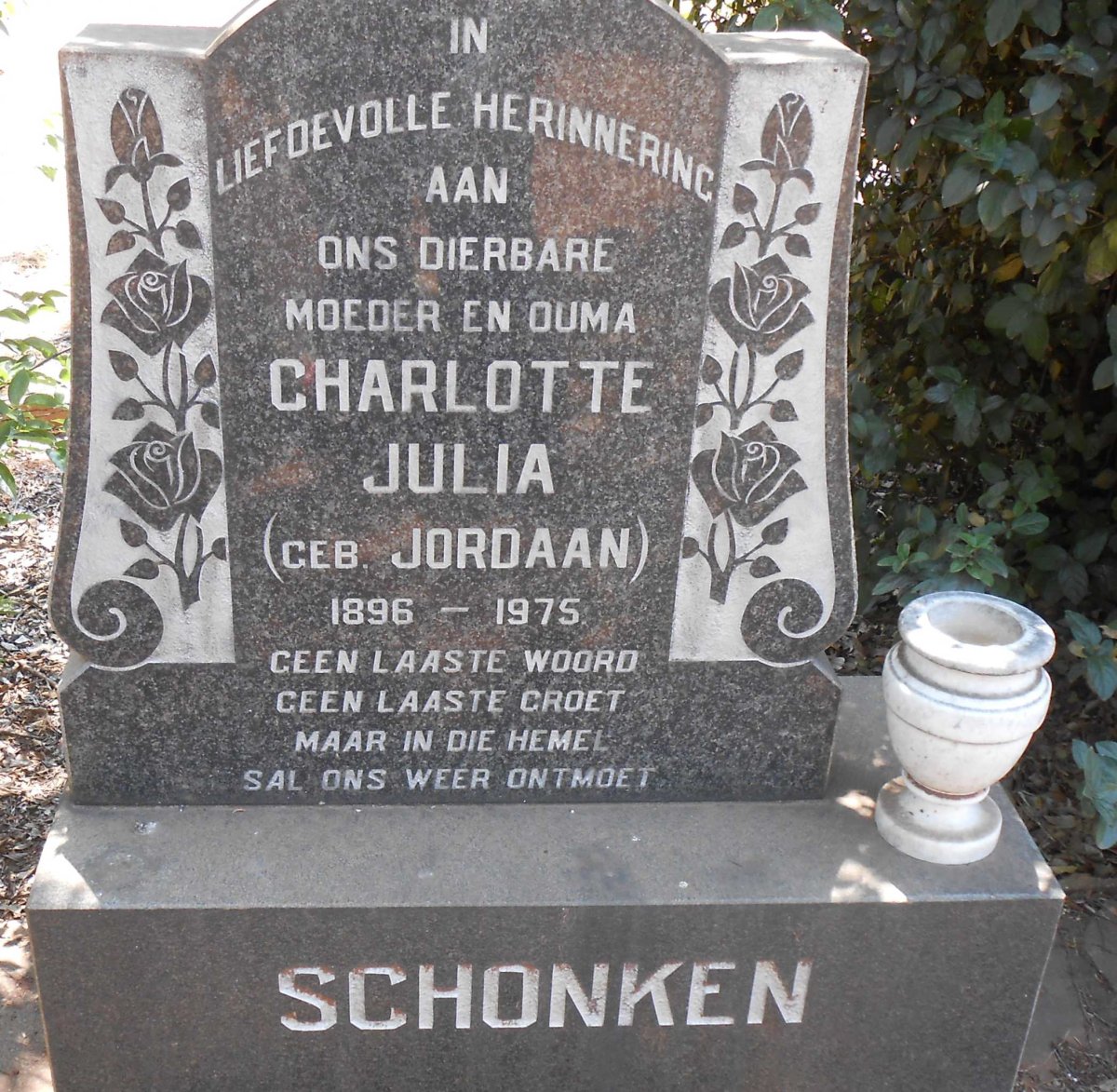 SCHONKEN Charlotte Julia nee JORDAAN 1896-1975