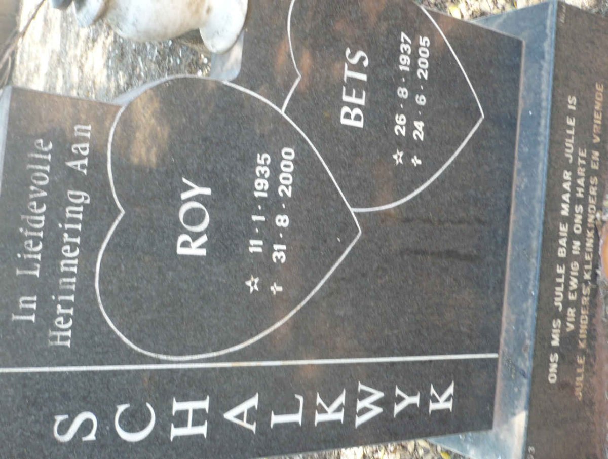 SCHALKWYK Roy 1935-2000 &amp; Bets 1937-2005