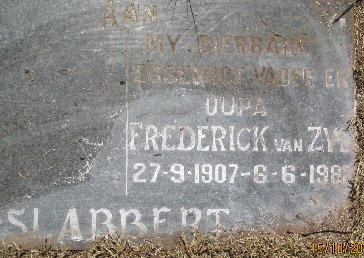 SLABBERT Frederick van Zyl 1907-1982