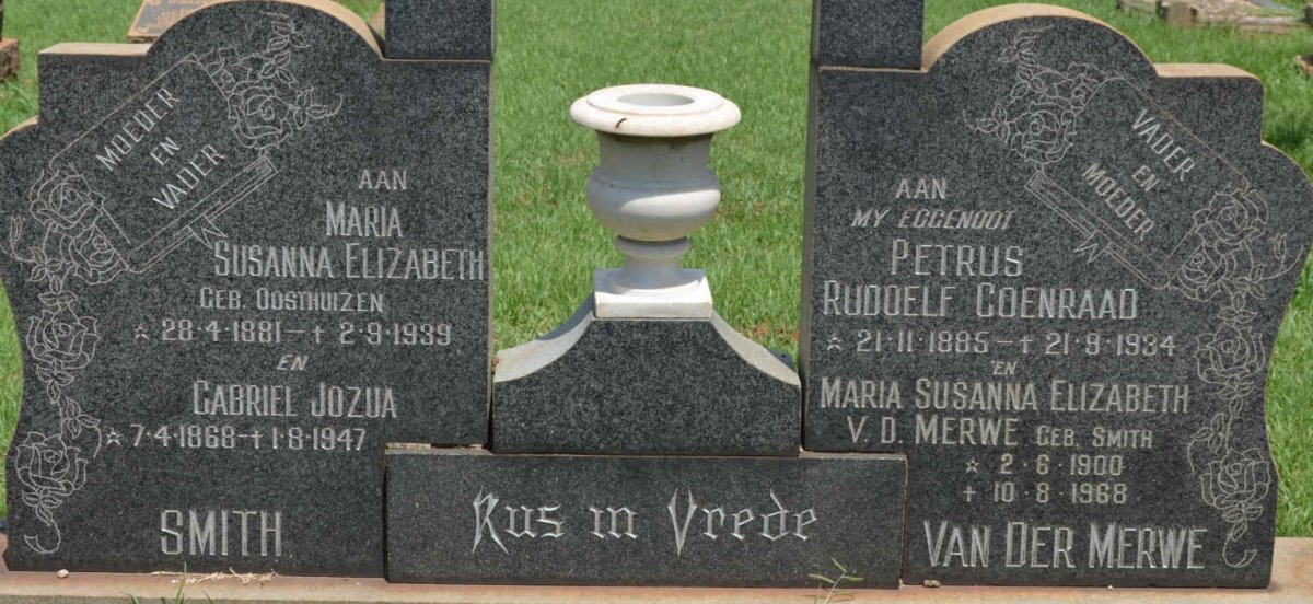 SMITH Gabriel Jozua 1868-1947 &amp; Maria Susanna Elizabeth OOSTHUIZEN 1881-1939