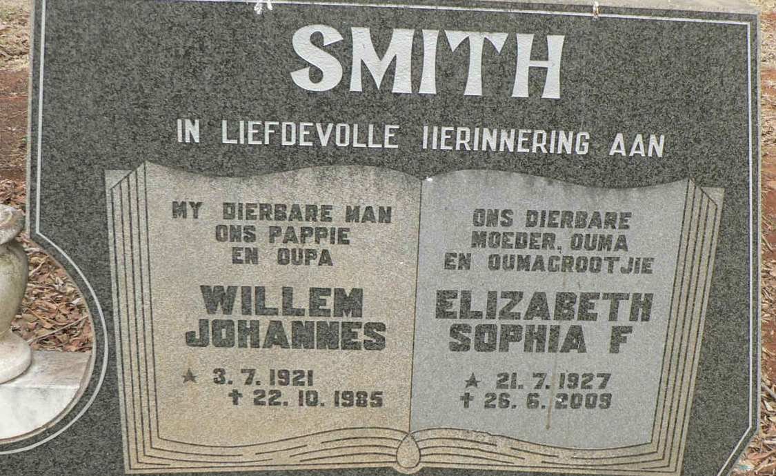 SMITH Willem Johannes 1921-1985 &amp; Elizabeth Sophia F. 1927-2009