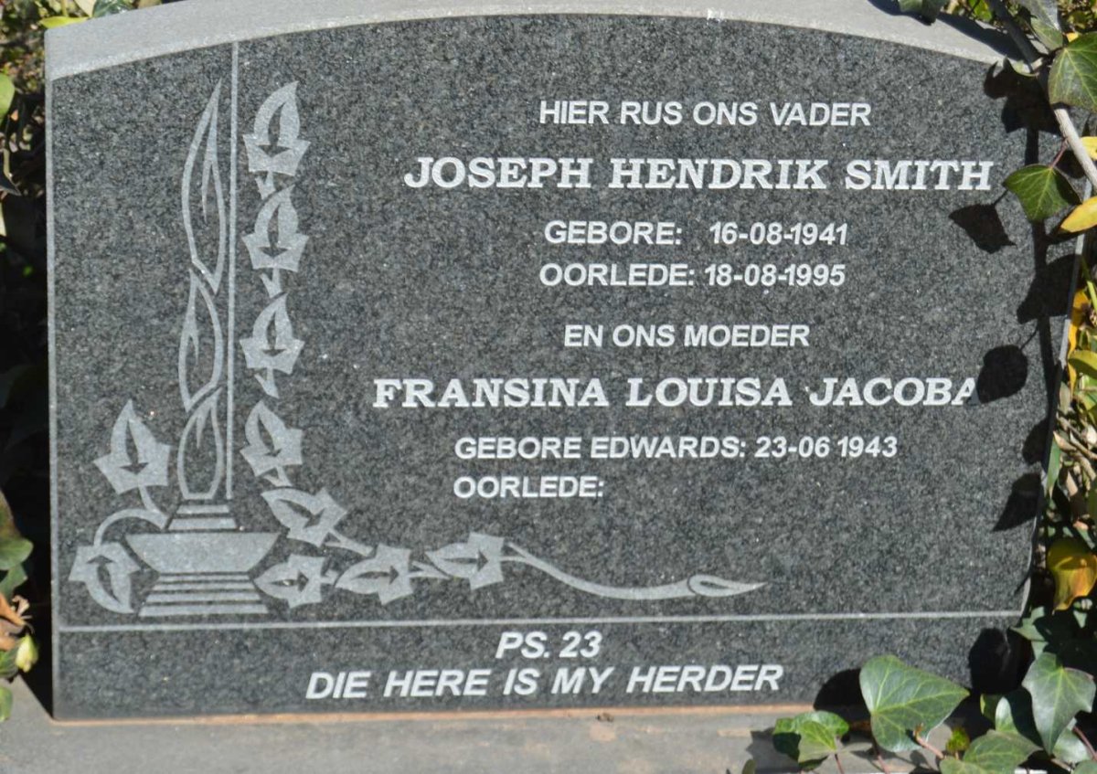 SMITH Joseph Hendrik 1941-1995 &amp; Fransina Louisa Jacoba EDWARDS 1943-
