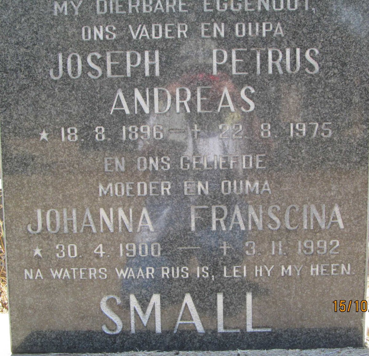 SMALL Joseph Petrus Andreas 1896-1975 &amp; Johanna Franscina 1900-1992