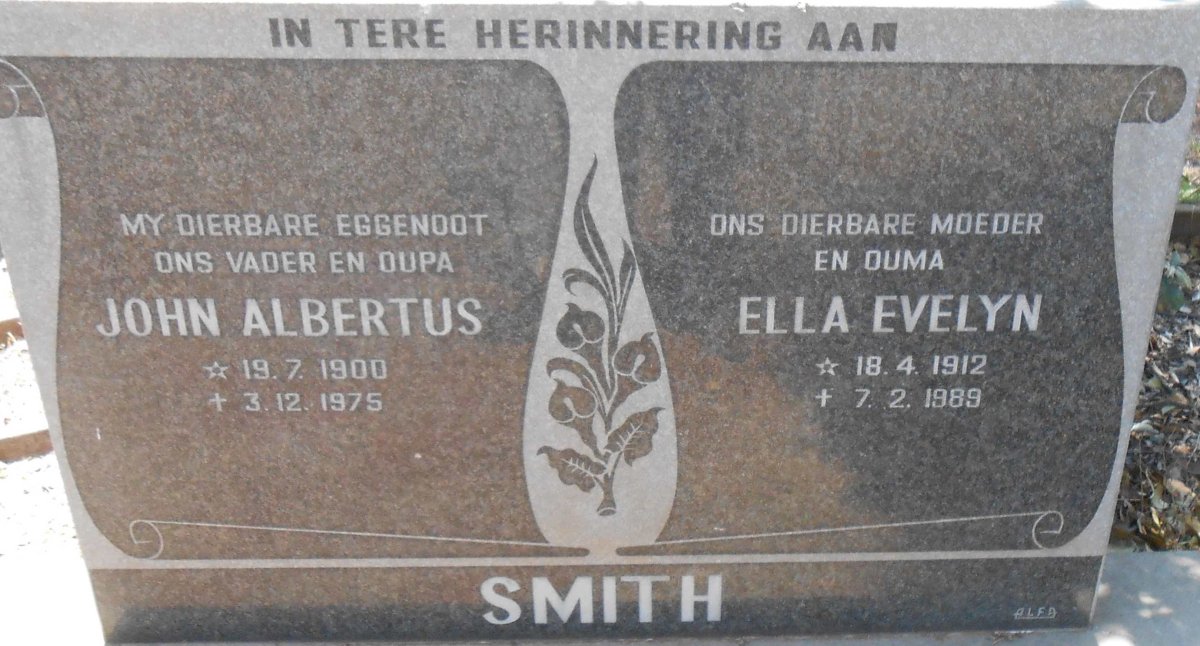 SMITH John Albertus 1900-1975 &amp; Ella Evelyn 1912-1989