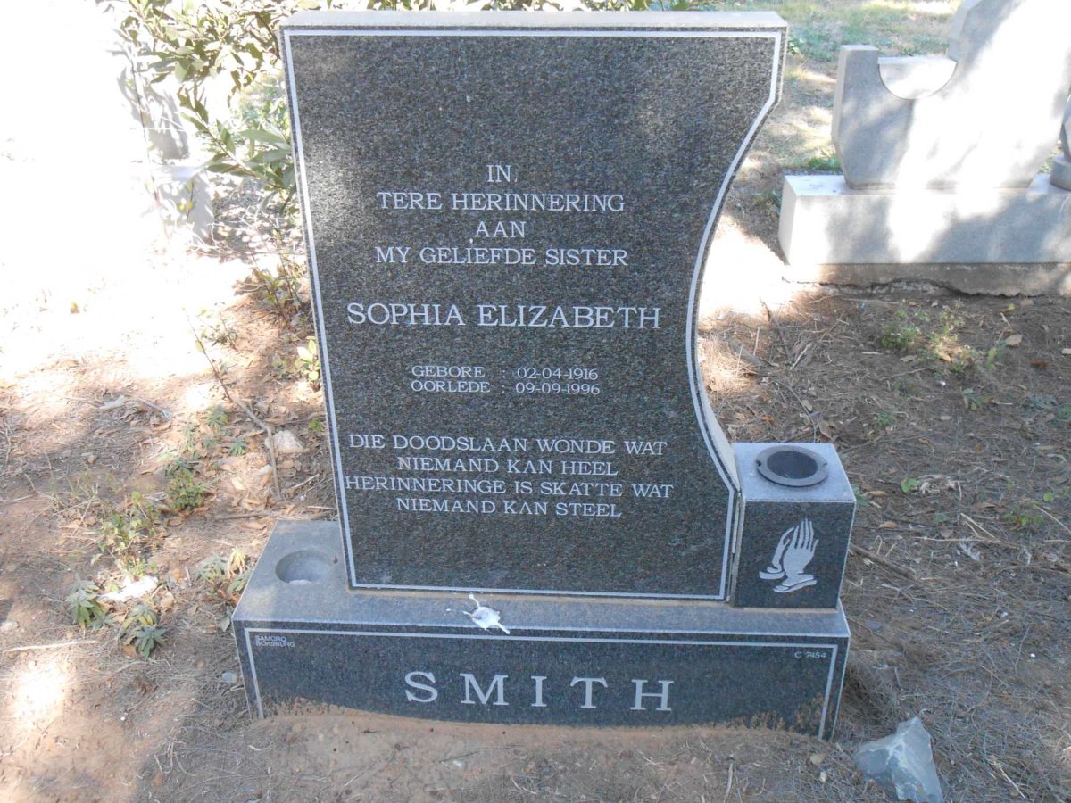 SMITH Sophia Elizabeth 1916-1996