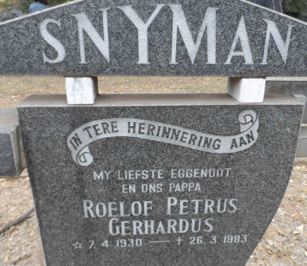 SNYMAN Roelof Petrus Gerhardus 1930-1983