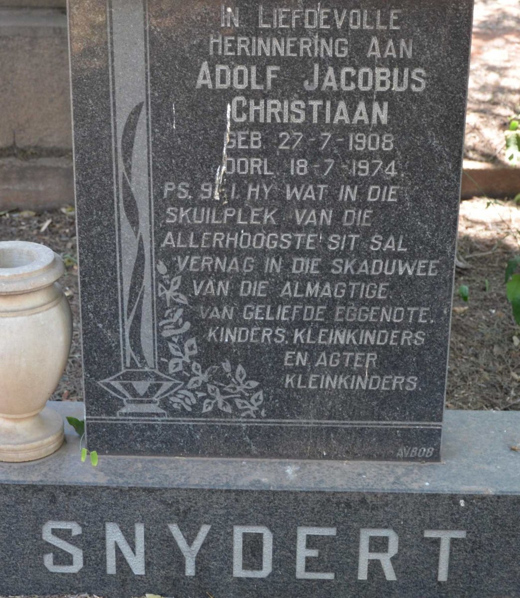 SNYDERT Adolf Jacobus Christiaan 1908-1974