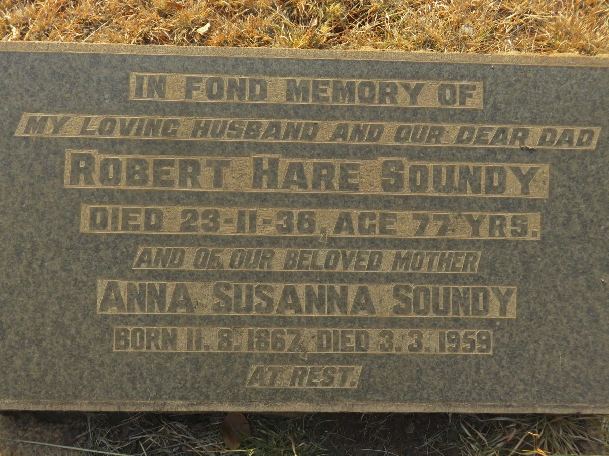 SOUNDY Robert Hare -1936 &amp; Anna Susanna 1867-1959