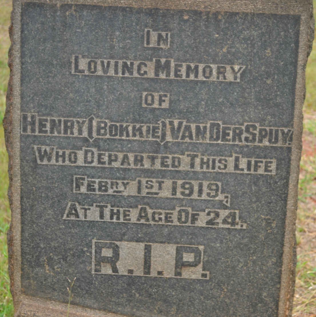 SPUY Henry, van der -1919