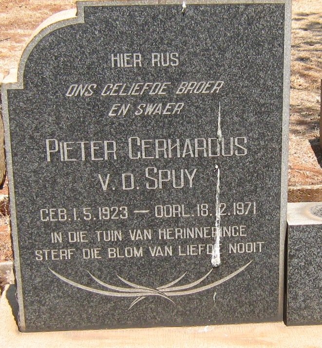 SPUY Pieter Gerhardus, van der 1923-1971