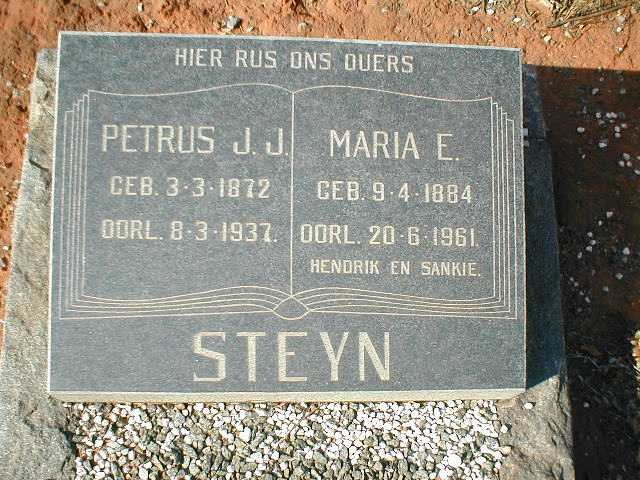 STEYN Petrus J.J. 1872-1937 &amp; Maria E. 1884-1961