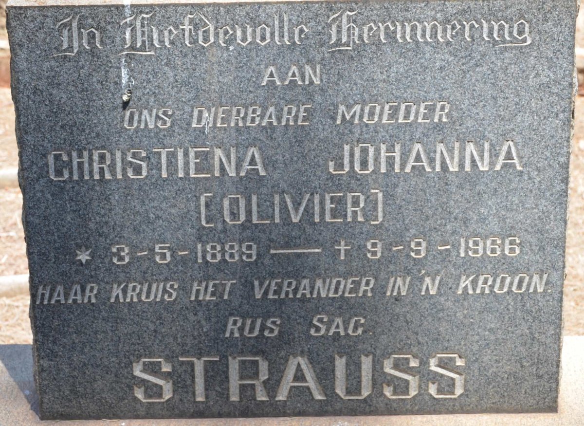 STRAUSS Christiena Johanna OLIVIER 1889-1966
