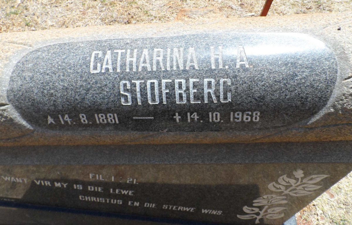 STOFBERG Catharina H.A. 1881-1968