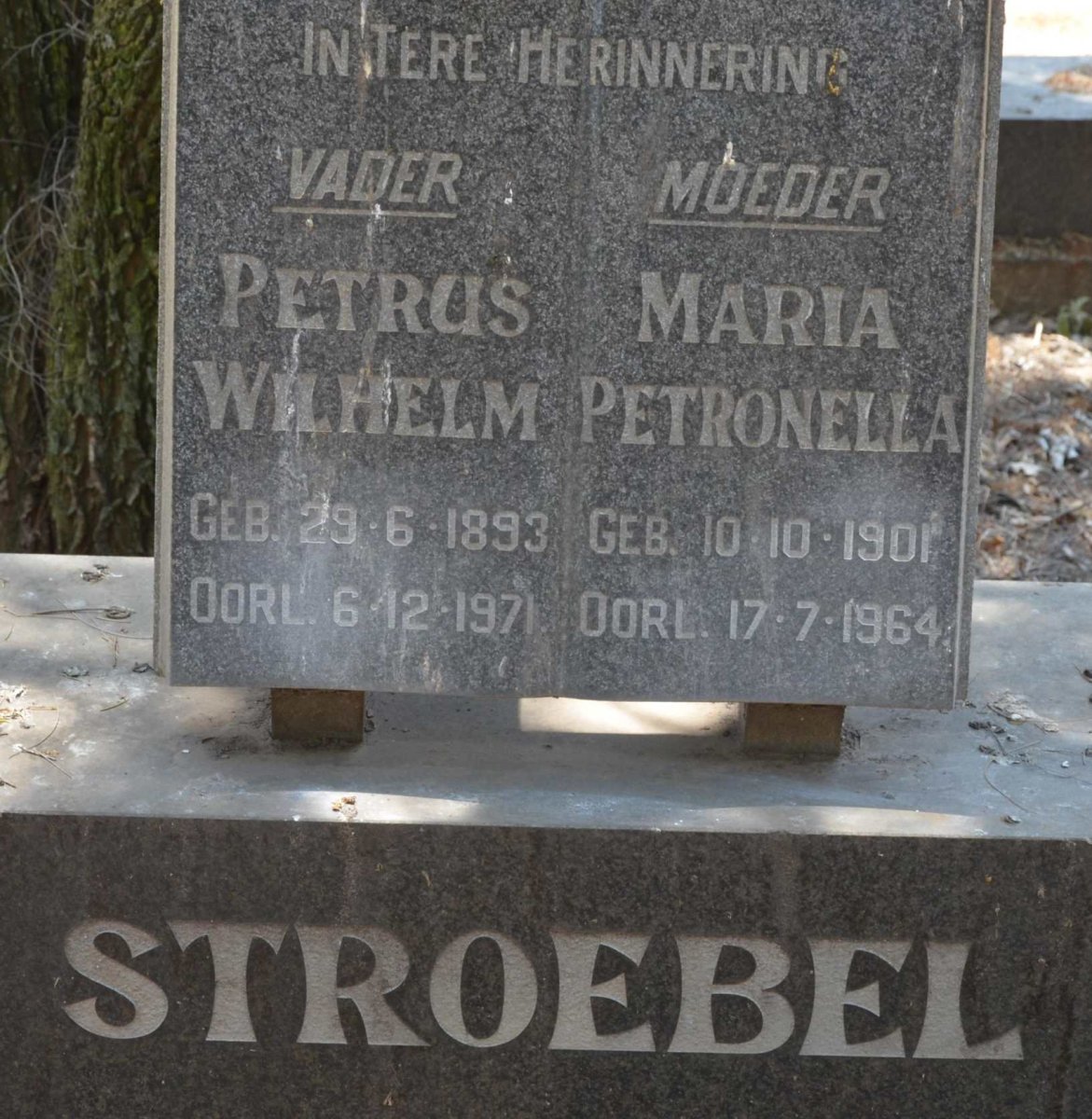 STROEBEL Petrus Wilhelm 1893-1971 &amp; Maria Petronella 1901-1964