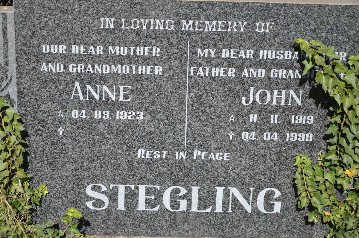 STEGLING John 1919-1998 &amp; Anne 1923-