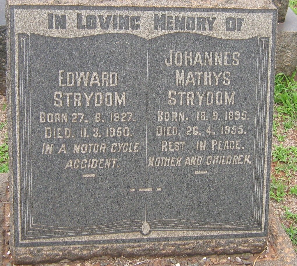 STRYDOM Johannes Mathys 1895-1955 :: STRYDOM Edward 1927-1950